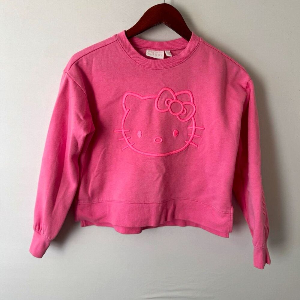 The Children's Place Girls Hello Kitty Pink Fleece Crewneck Sweatshirt L 10-12